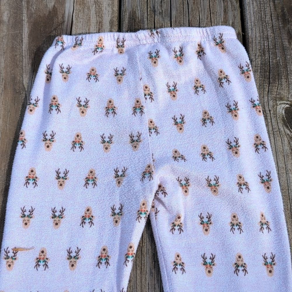 PJ Essentials 3T Girls Pink Reindeer Christmas Long Sleeve Pajama Set - Picture 6 of 8